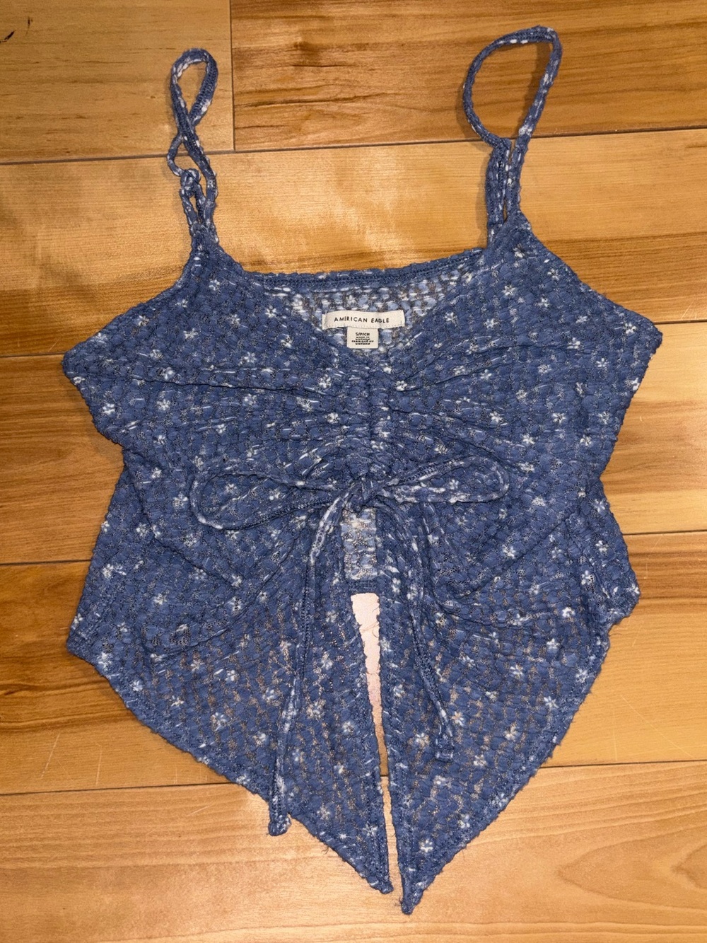 American Eagle Navy Blue Floral Tie-Front Cami